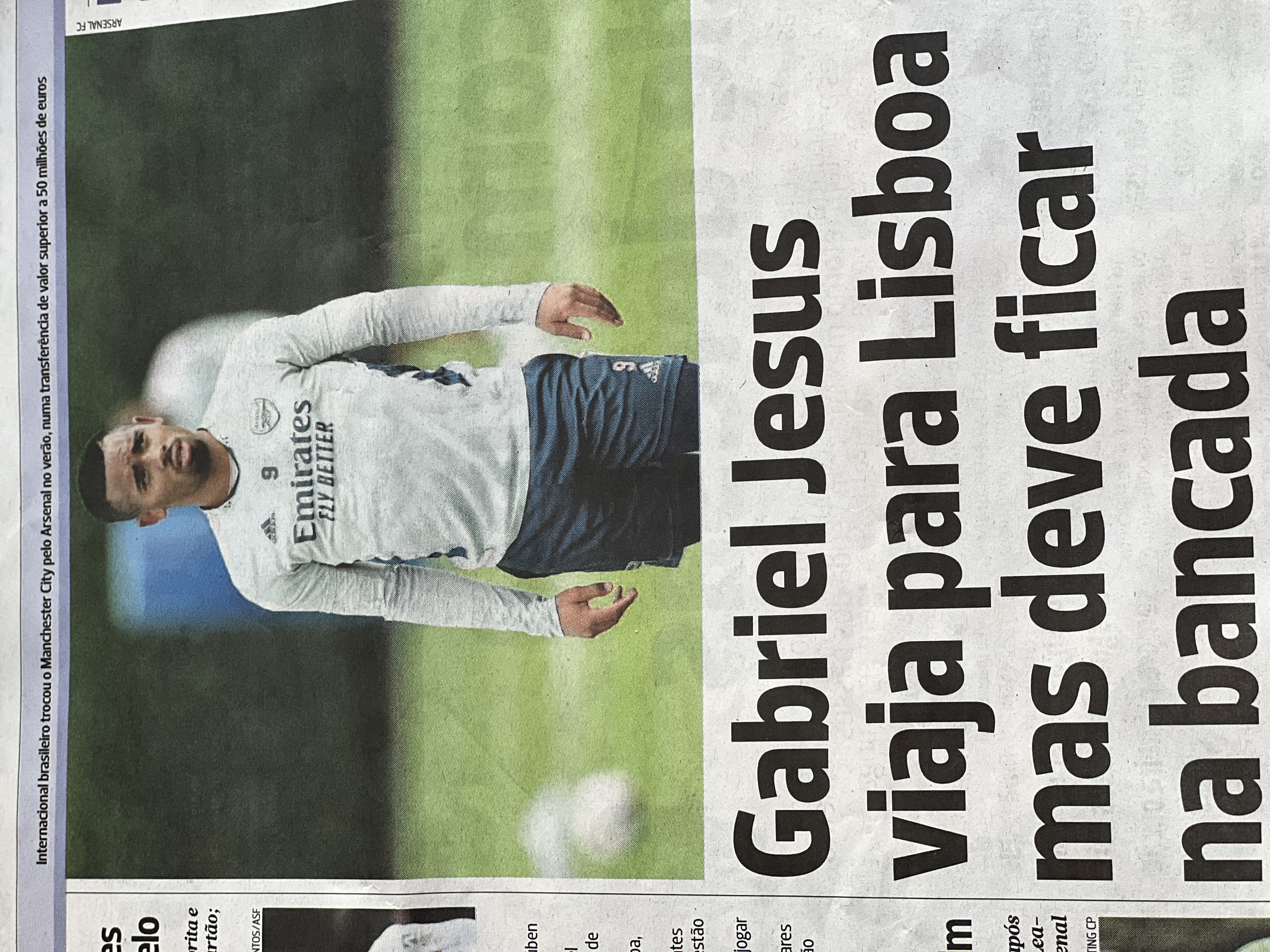 Gabriel Jesus set to travel with Arsenal to Lisbon for Europa League clash says Portuguese sports newspaper A Bola