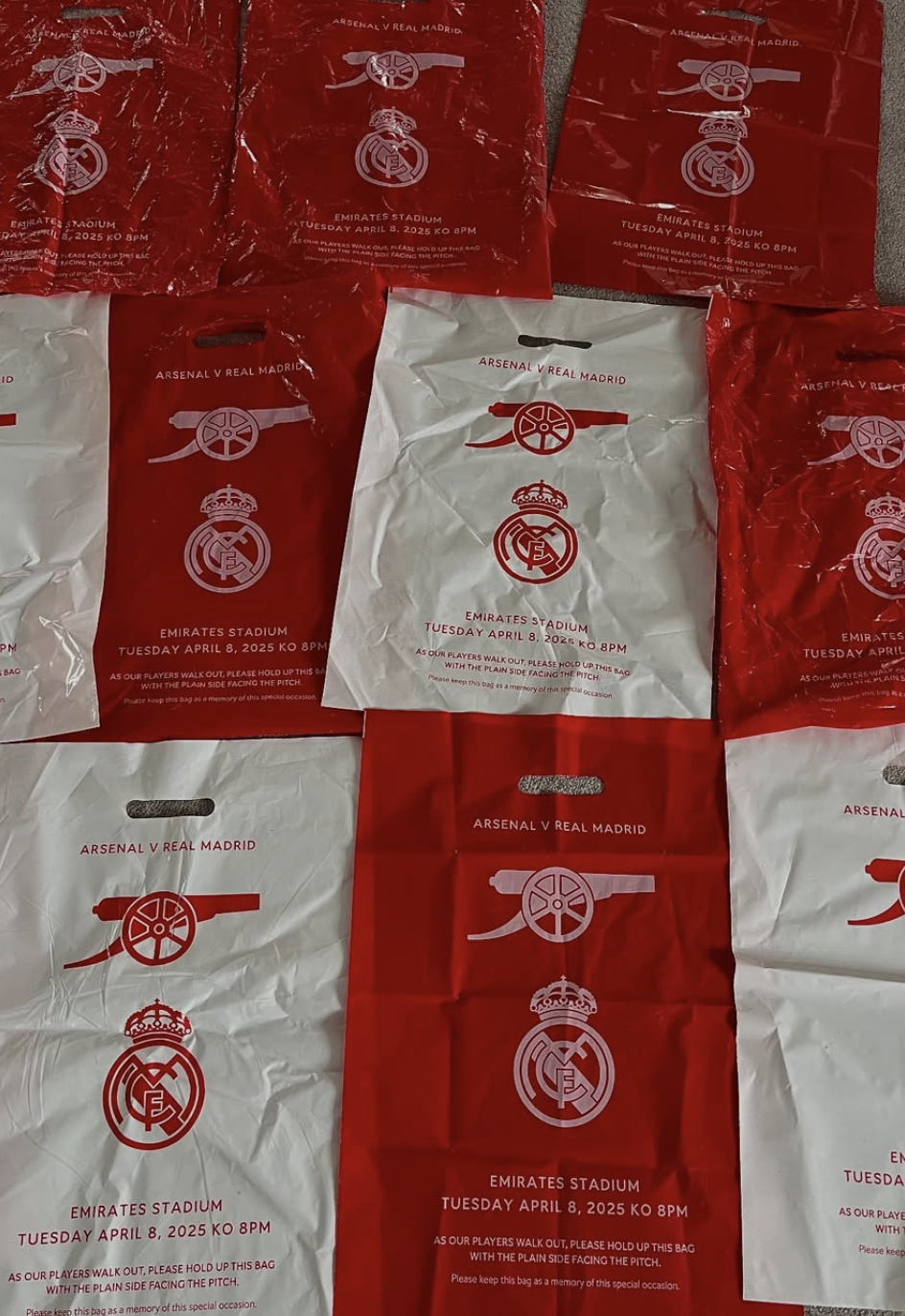 Green Gooners: What an atmosphere at Arsenal vs Real Madrid - but were plastic bags the most-eco friendly option 