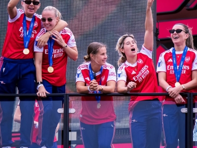 GALLERY: Arsenal Women 2025 Champions League winners Part Three - Legends and Labradors at the victory parade as Katie McCabe steals the show  