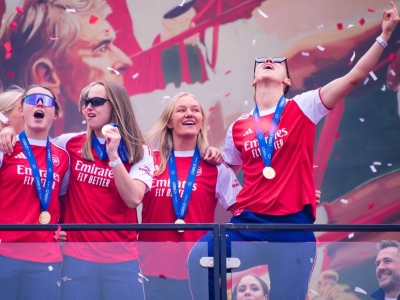 GALLERY: Arsenal Women 2025 Champions League winners Part Three - Legends and Labradors at the victory parade as Katie McCabe steals the show  