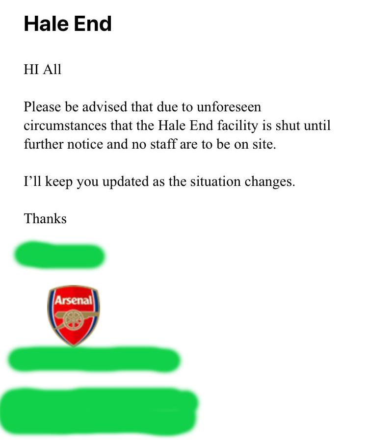 Arsenal staff member tests positive for Covid - forcing closure of Hale End academy - Exclusive 
